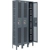 Global Industrial Ventilated Steel Locker, Single Tier, 3-Wide, 12x18x72, Unassembled, Gray 493145GY